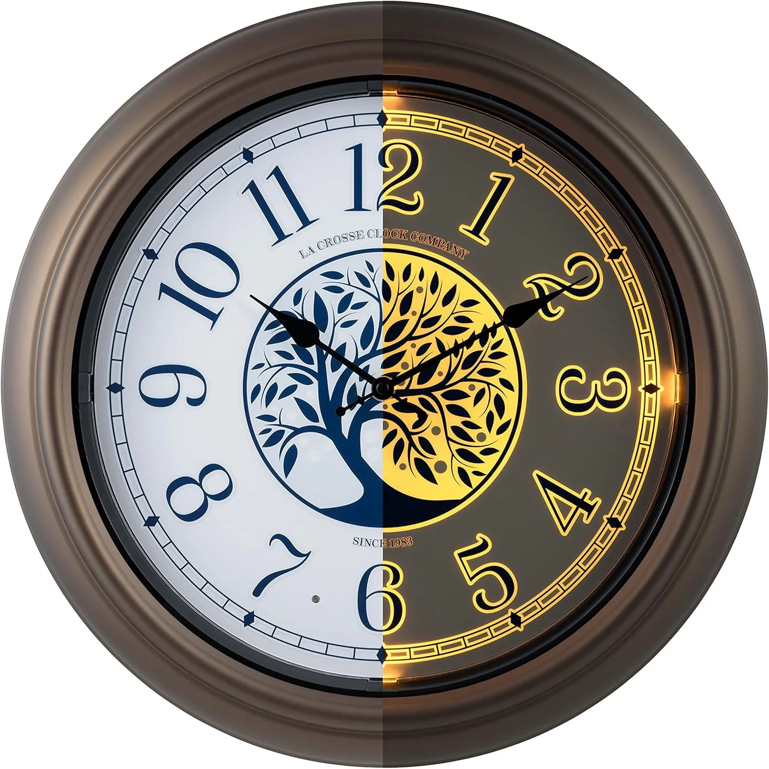 La Crosse Clock 403-3246BR 18-Inch Indoor/Outdoor Lux Lighted Dial Quartz Wall Clock in Bronze Finish