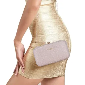 La Reat Floral Women's Oval Box Clutch Purse in Rose Gold