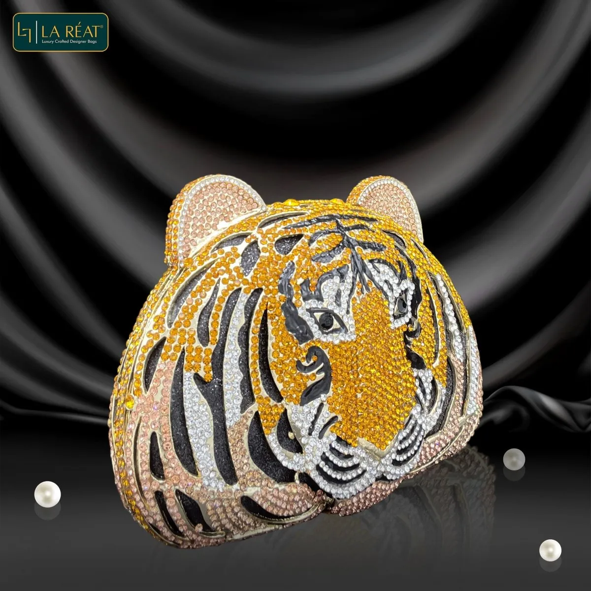 LA Reat Tiger Shape Crystal Evening Bag Rhinestone Clutches Bags Luxury Bag