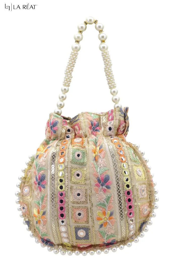 La Reat's Silpy Spark  Women's Bridal Fancy Party Hand Embroidery Potli Bags, Ladies Purse Wallets, Evening Clutches, Handbags.