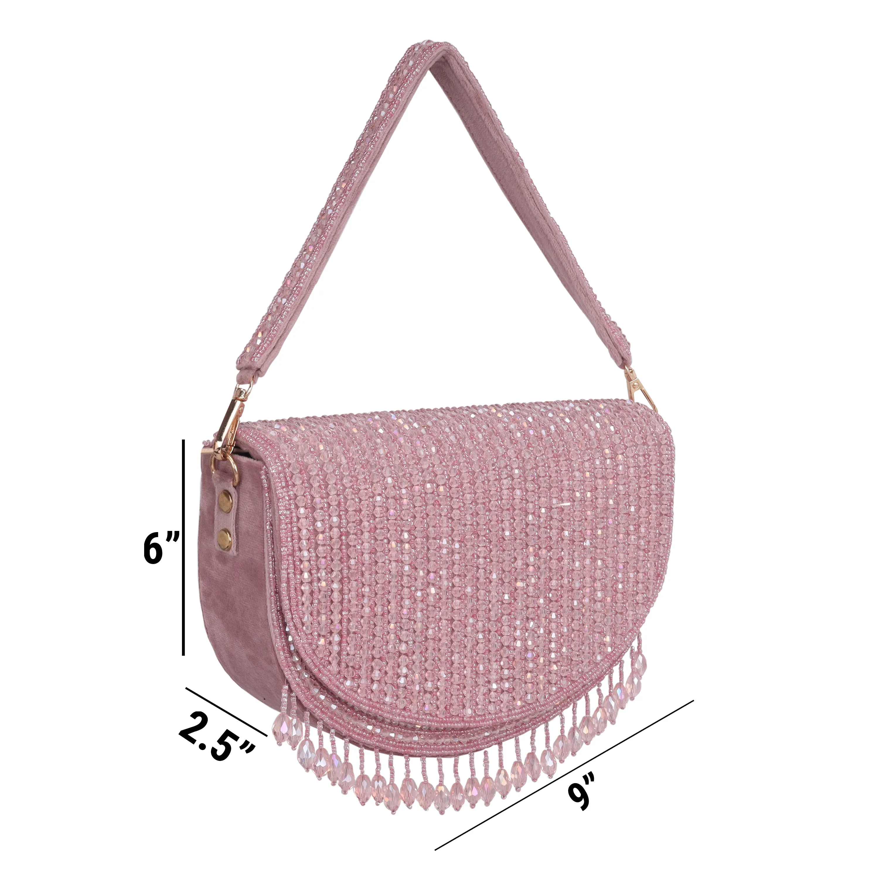 La Reat's Splendor Women's Bridal Fancy Party Hand Embroidery Clutch Purse, Pink