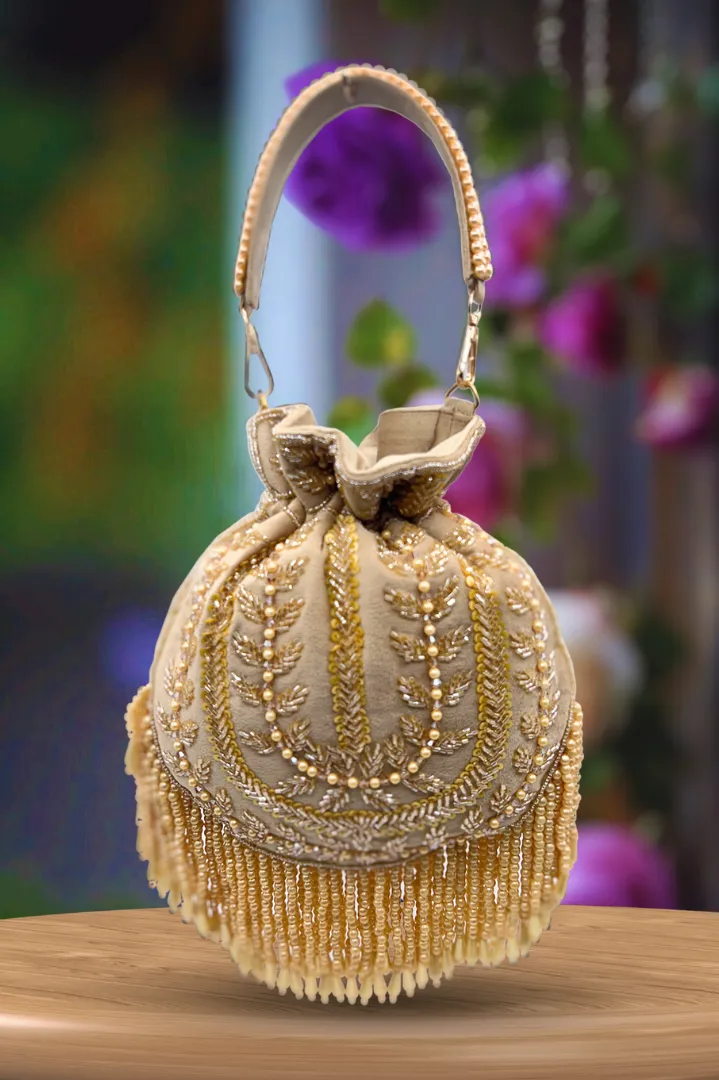 La Reat's Viva Women's Bridal Fancy Party Hand Embroidery Potli Bags