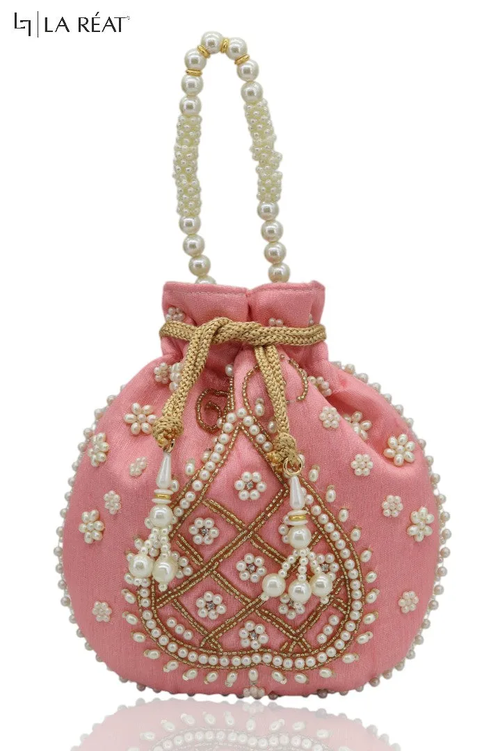 La Reat's Zohra Women's Bridal Fancy Party Hand Embroidery Potli Bags, Ladies Purse Wallets, Evening Clutches, Handbags.