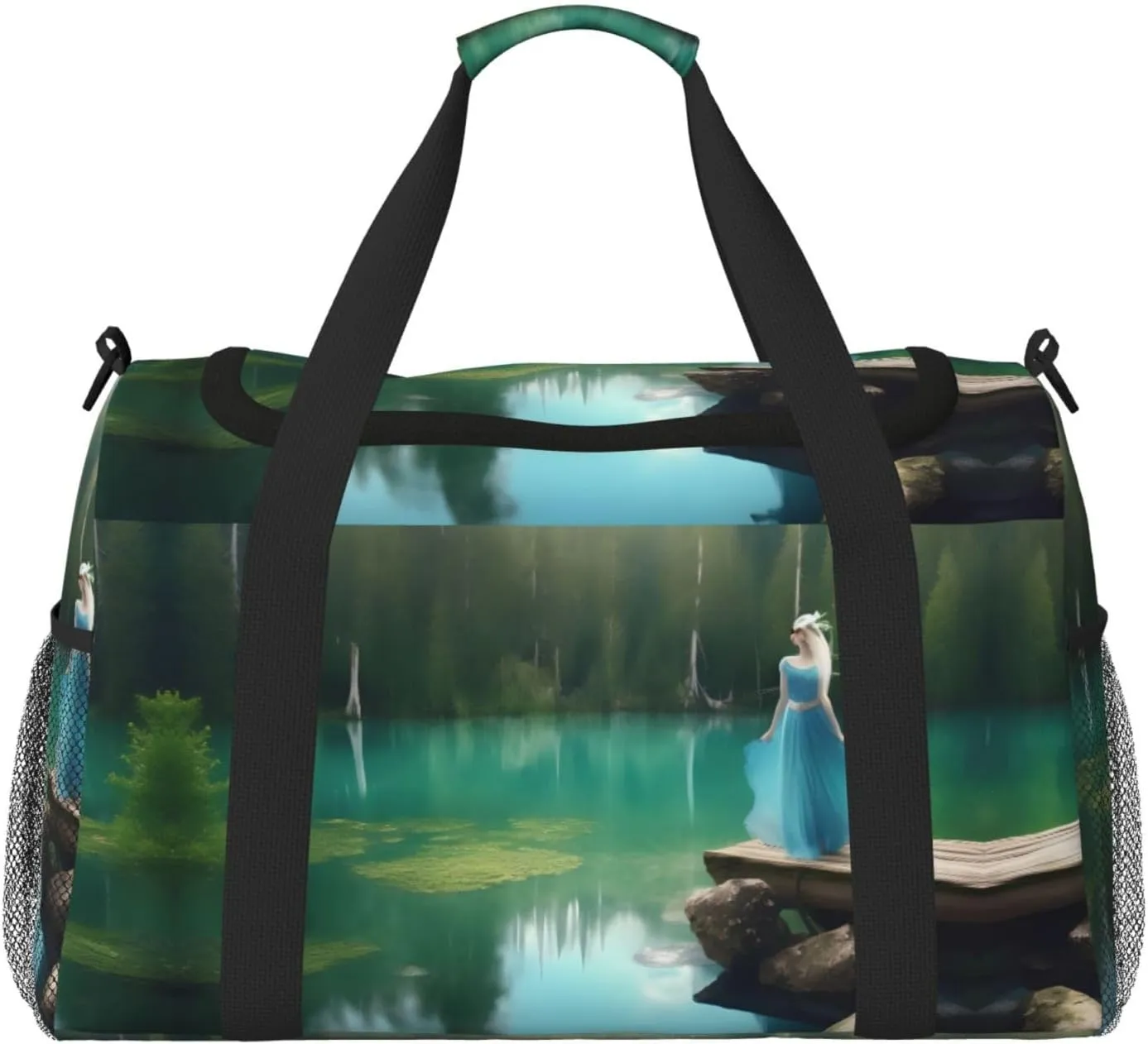 Lake fairy print Carry on Bag Underseat Personal Item Bag Travel Duffel Bag Gym Carry On Sports Bag