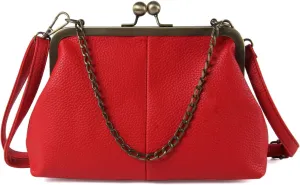 Lanpet Women Classical Kiss Lock Clutch with Chain Strap Shoulder Bag Purse Wallet