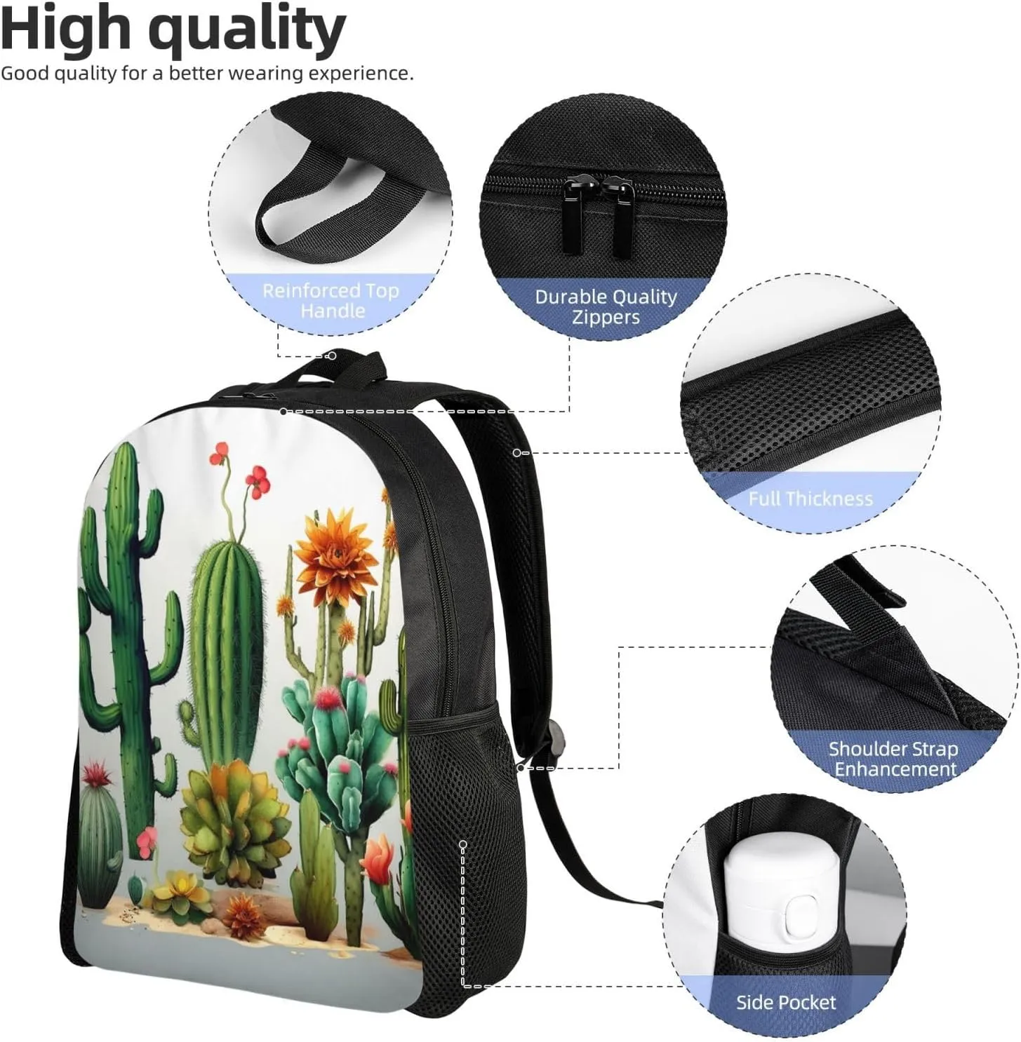 Laptop Backpack for Men Women Carry On Backpack Cactus Backpack Lightweight Travel Bag Casual Daypack