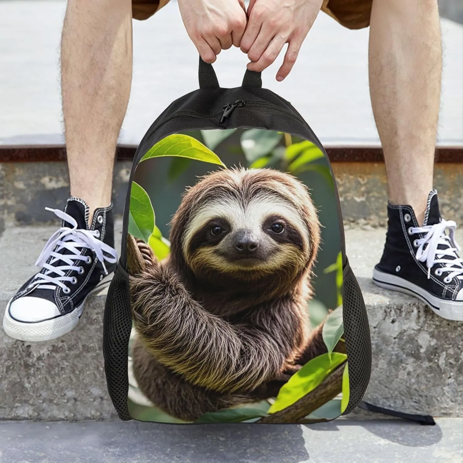 Laptop Backpack for Women Men Carry-on Backpack Adorable Sloth Daypack Lightweight Travel Shoulder Bags