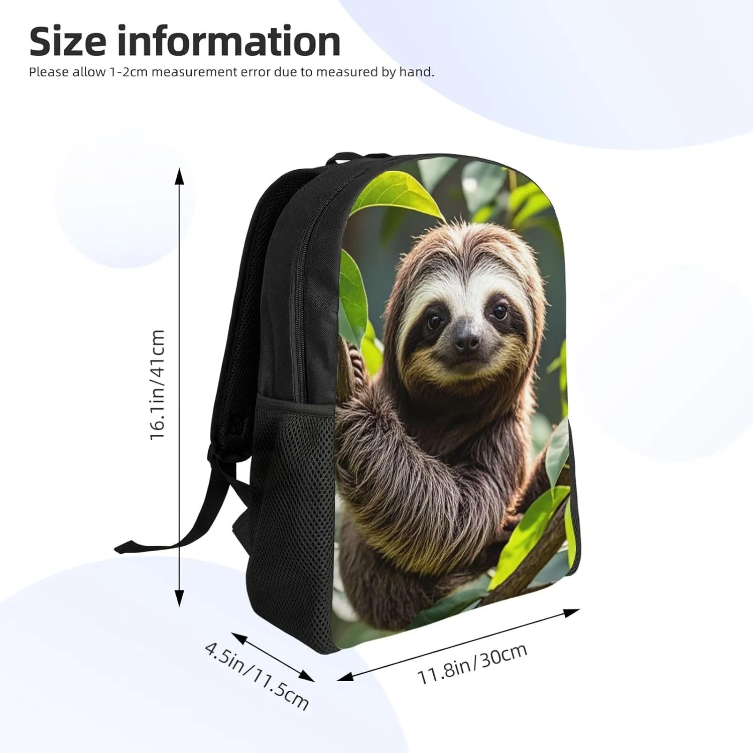 Laptop Backpack for Women Men Carry-on Backpack Adorable Sloth Daypack Lightweight Travel Shoulder Bags
