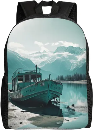Laptop Backpack for Women Men Carry-on Backpack Boat Docked on the Lake Daypack Lightweight Travel Shoulder Bags