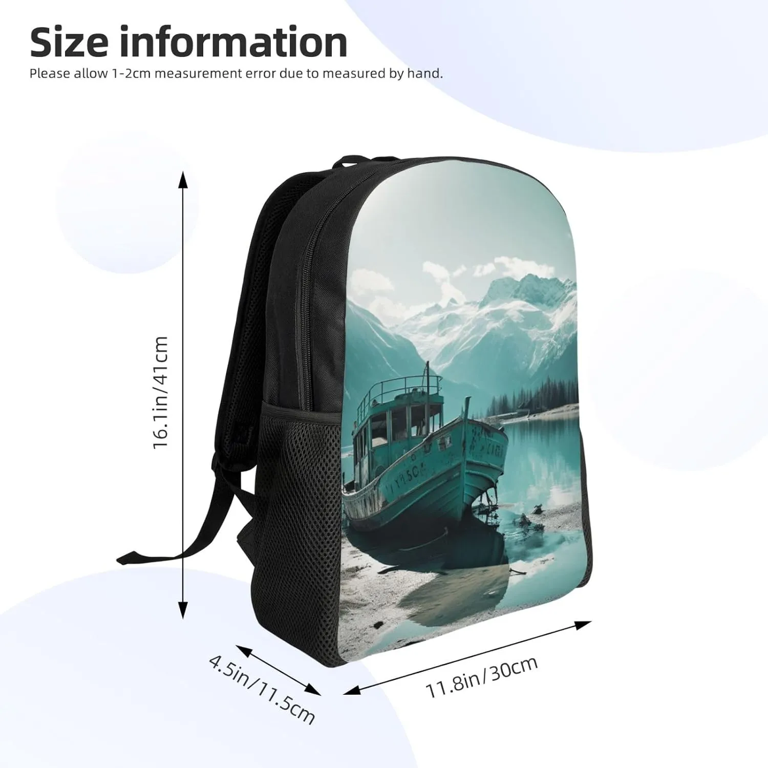 Laptop Backpack for Women Men Carry-on Backpack Boat Docked on the Lake Daypack Lightweight Travel Shoulder Bags