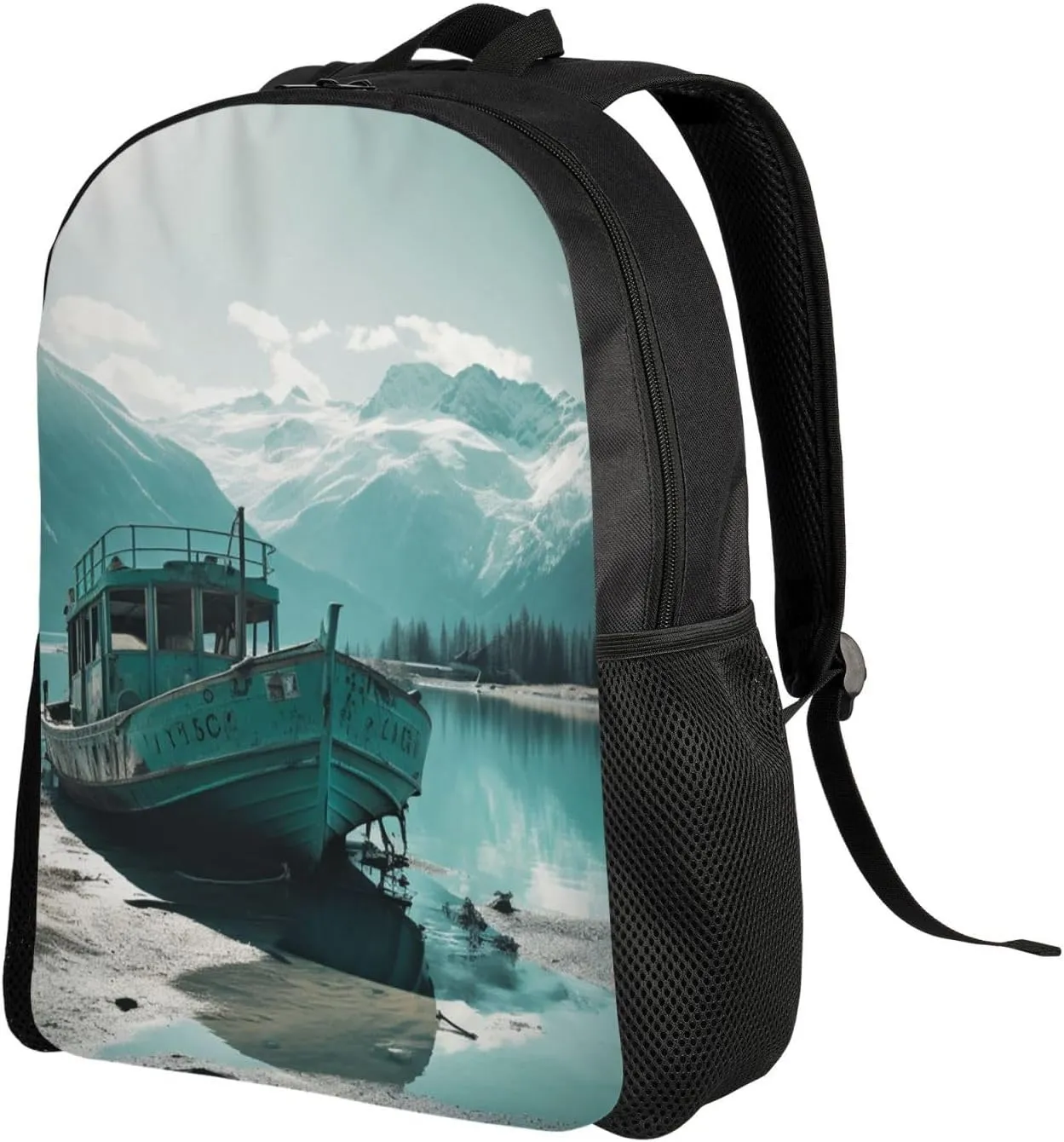 Laptop Backpack for Women Men Carry-on Backpack Boat Docked on the Lake Daypack Lightweight Travel Shoulder Bags