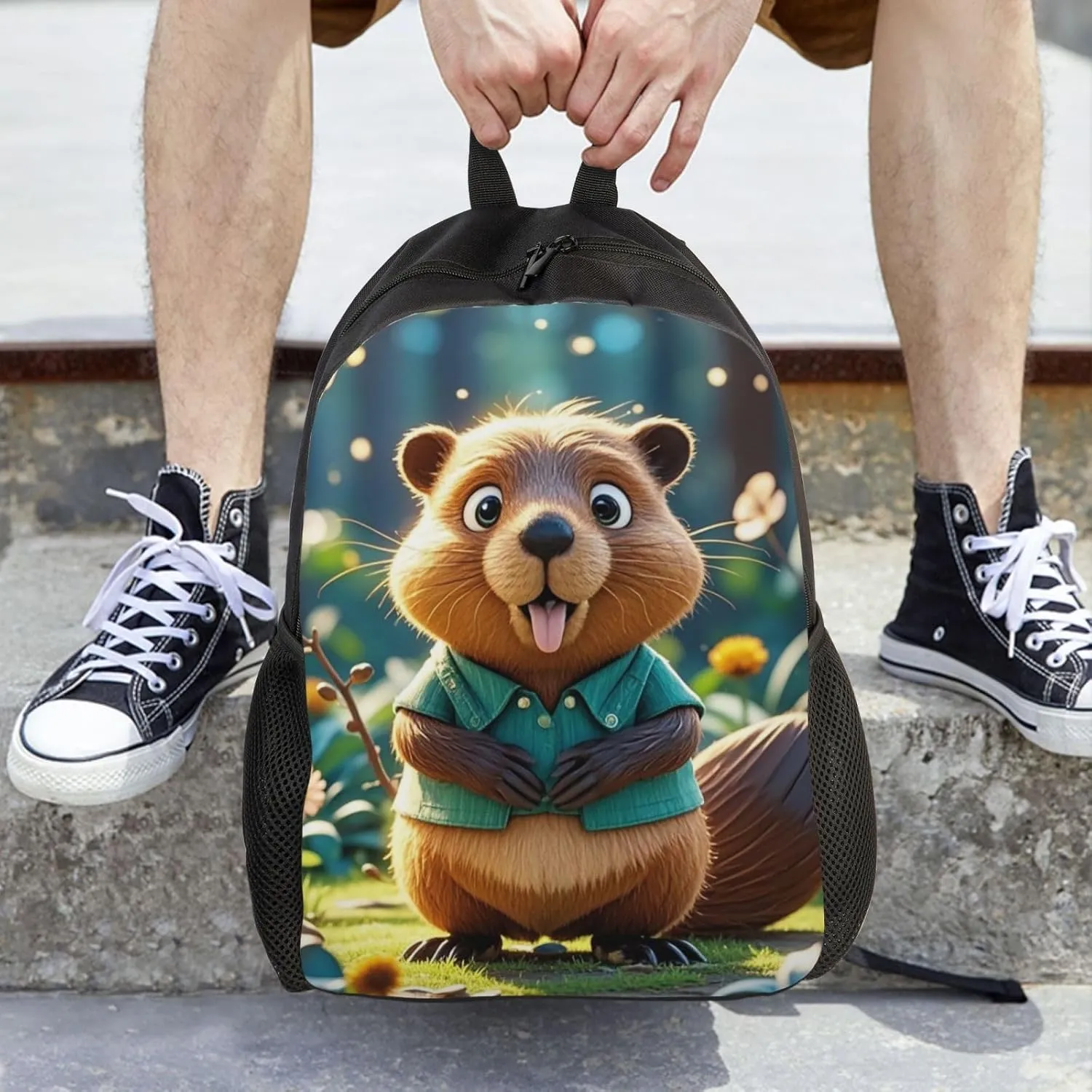 Laptop Backpack for Women Men Carry-on Backpack Cartoon animated beaver Daypack Lightweight Travel Shoulder Bags