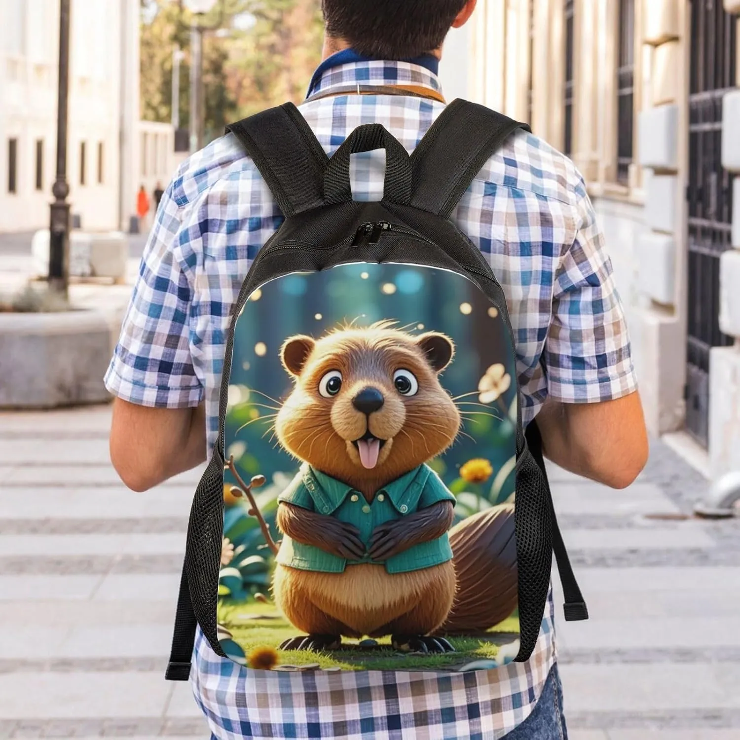 Laptop Backpack for Women Men Carry-on Backpack Cartoon animated beaver Daypack Lightweight Travel Shoulder Bags