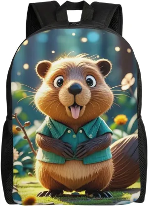 Laptop Backpack for Women Men Carry-on Backpack Cartoon animated beaver Daypack Lightweight Travel Shoulder Bags