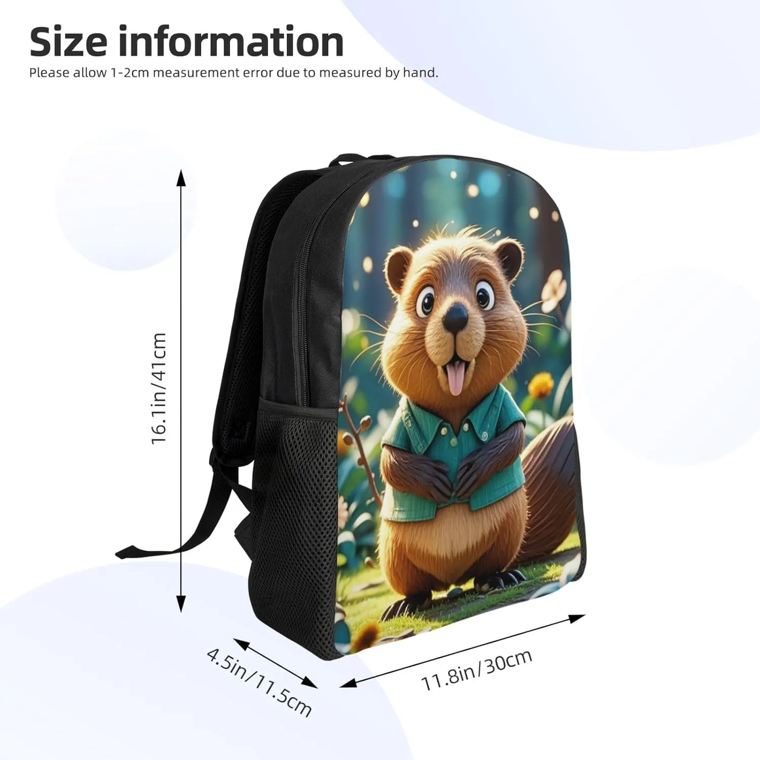 Laptop Backpack for Women Men Carry-on Backpack Cartoon animated beaver Daypack Lightweight Travel Shoulder Bags