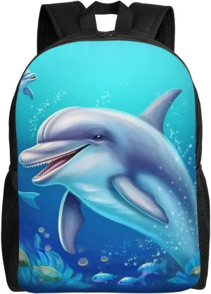Laptop Backpack for Women Men Carry-on Backpack Cute dolphin Daypack Lightweight Travel Shoulder Bags