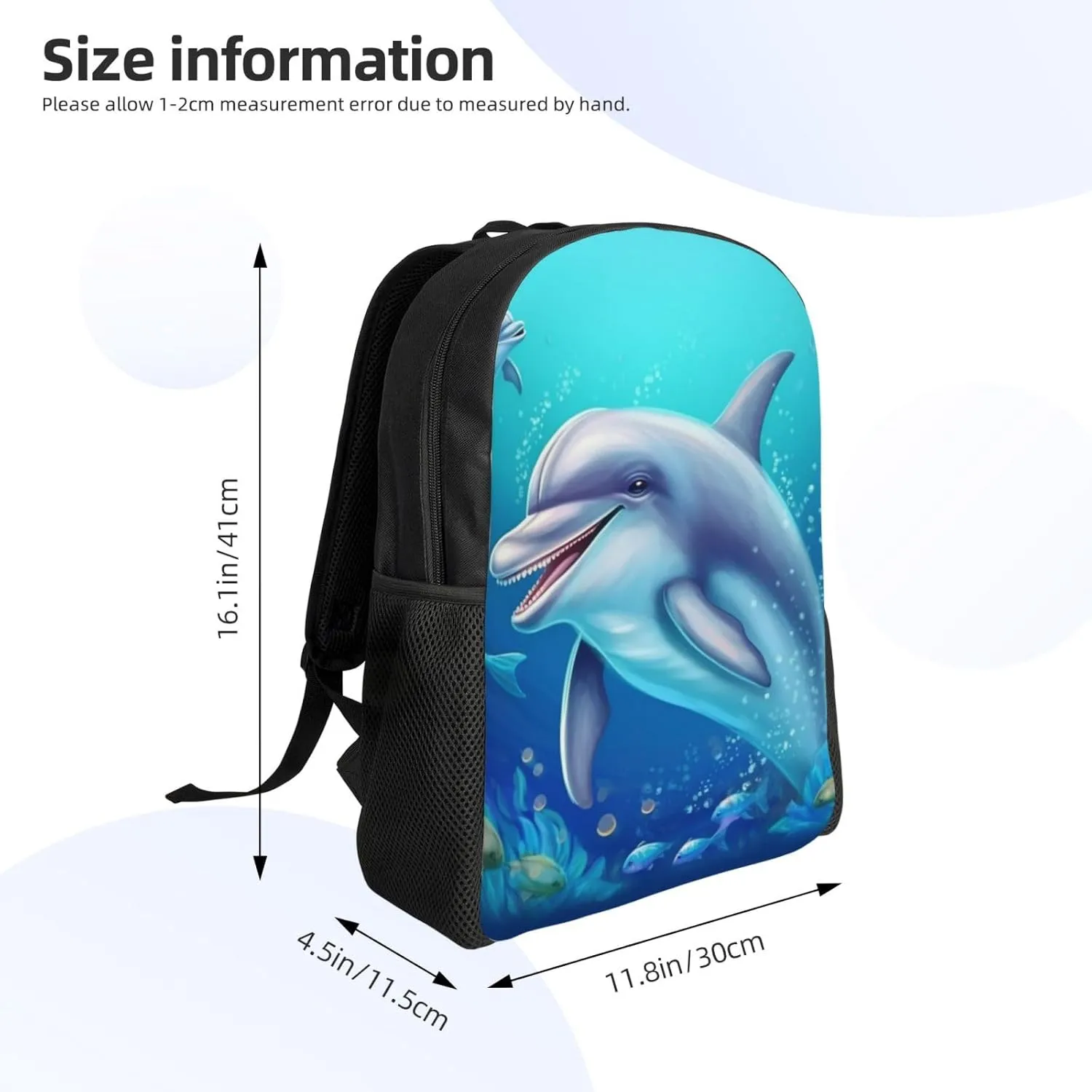 Laptop Backpack for Women Men Carry-on Backpack Cute dolphin Daypack Lightweight Travel Shoulder Bags