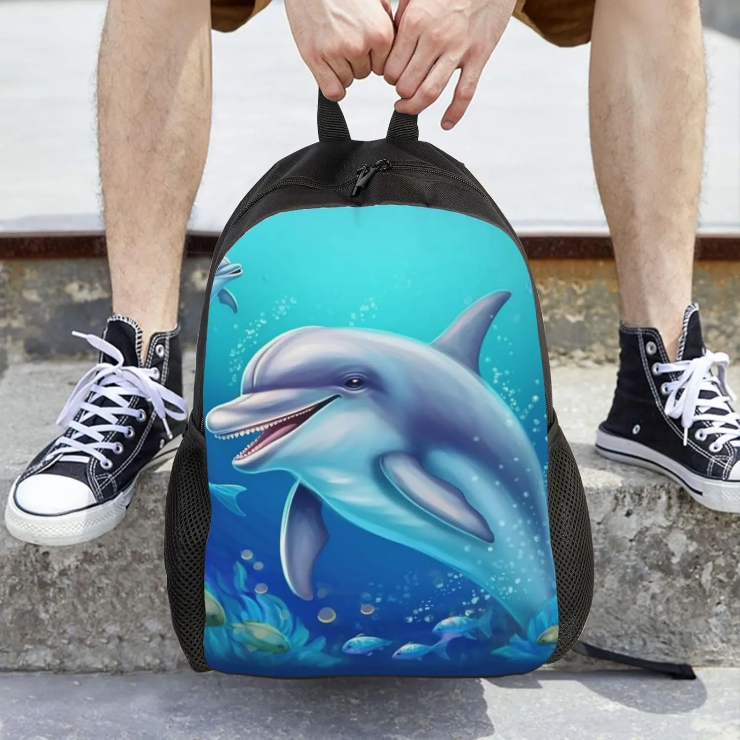 Laptop Backpack for Women Men Carry-on Backpack Cute dolphin Daypack Lightweight Travel Shoulder Bags