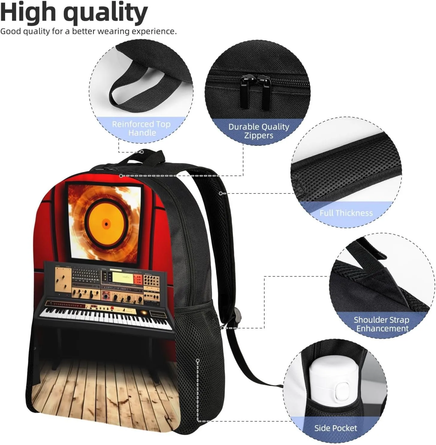 Laptop Backpack for Women Men Carry-on Backpack music studio Daypack Lightweight Travel Shoulder Bags