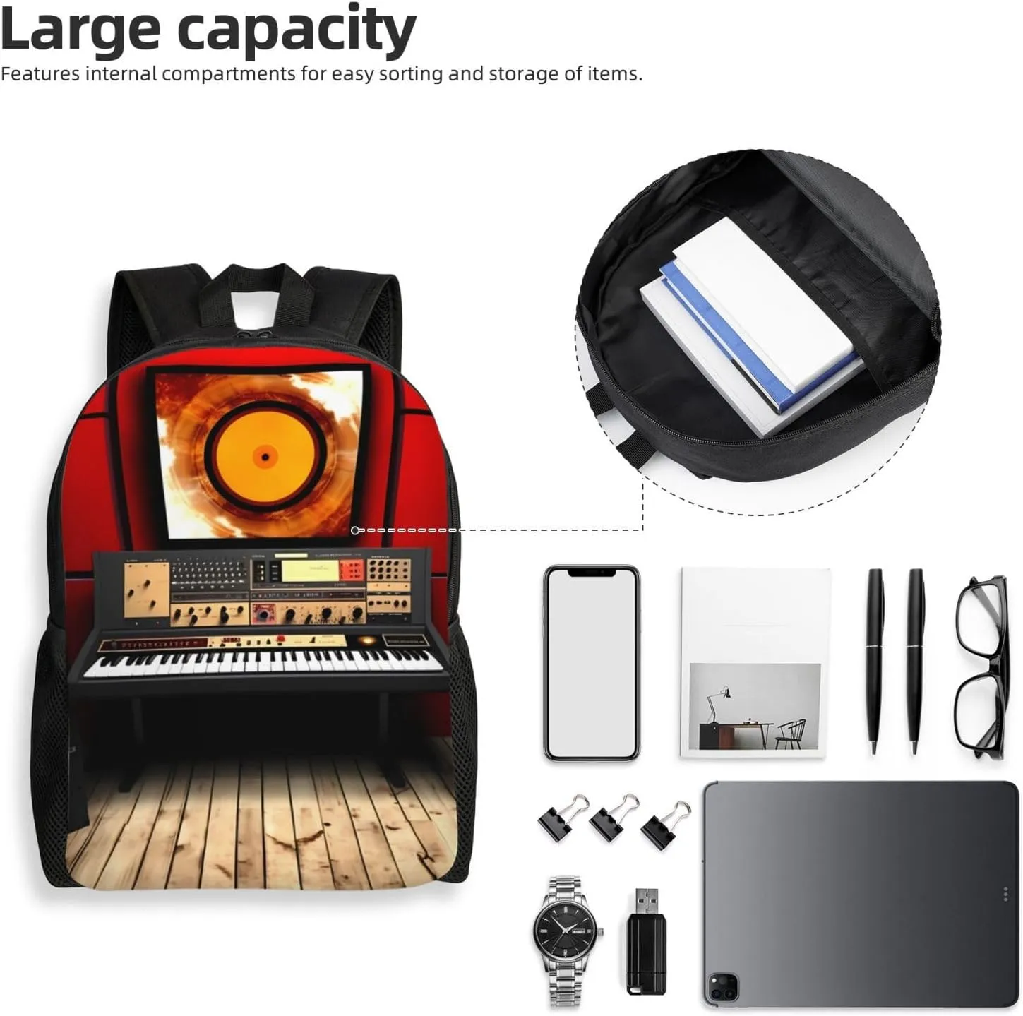 Laptop Backpack for Women Men Carry-on Backpack music studio Daypack Lightweight Travel Shoulder Bags