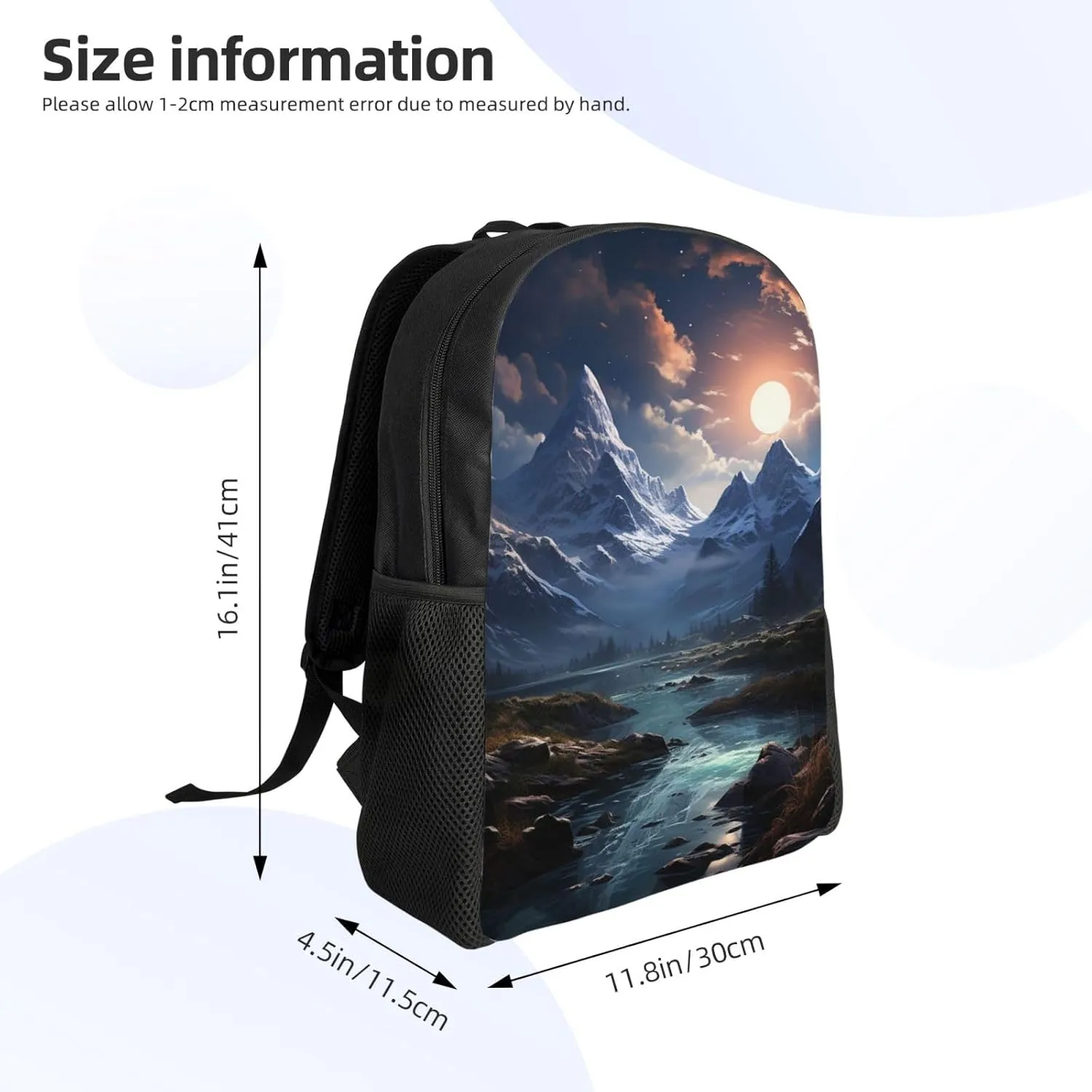 Laptop Backpack for Women Men Carry-on Backpack Snow Mountain Scenery Daypack Lightweight Travel Shoulder Bags