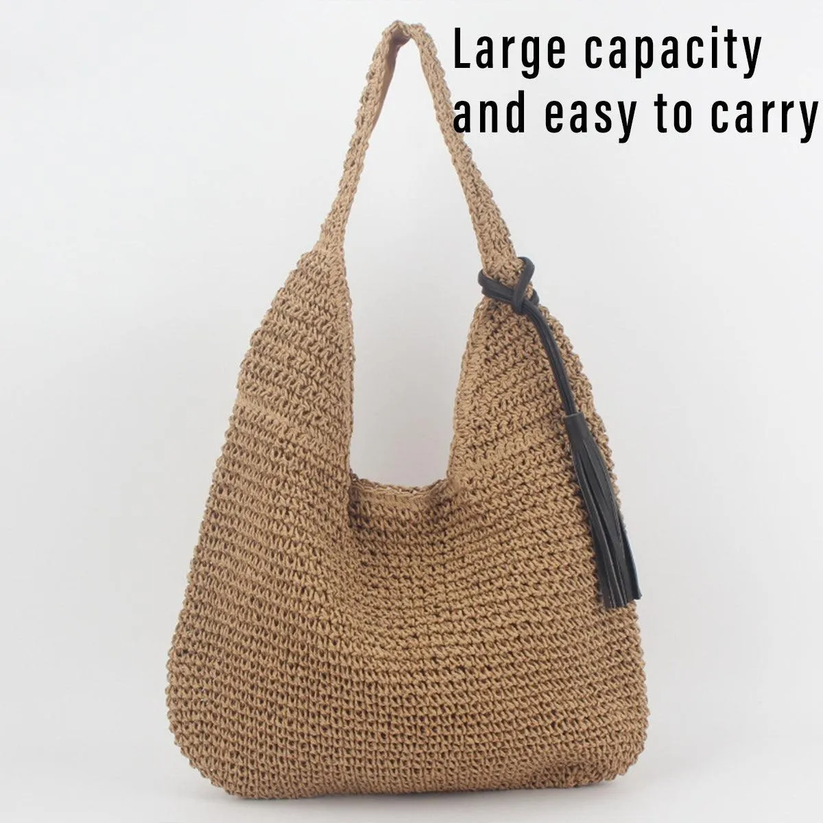 Large Capacity Fashion Woven Straw Shoulder Bag Simple Design for Everyday Use