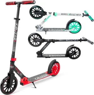 Large Folding Kick Scooter for Adults and Teens – Adjustable Handlebar – Big 200mm Wheels – Lightweight Durable Folding Frame – 220lbs Capacity – Madd Gear Scoot 200