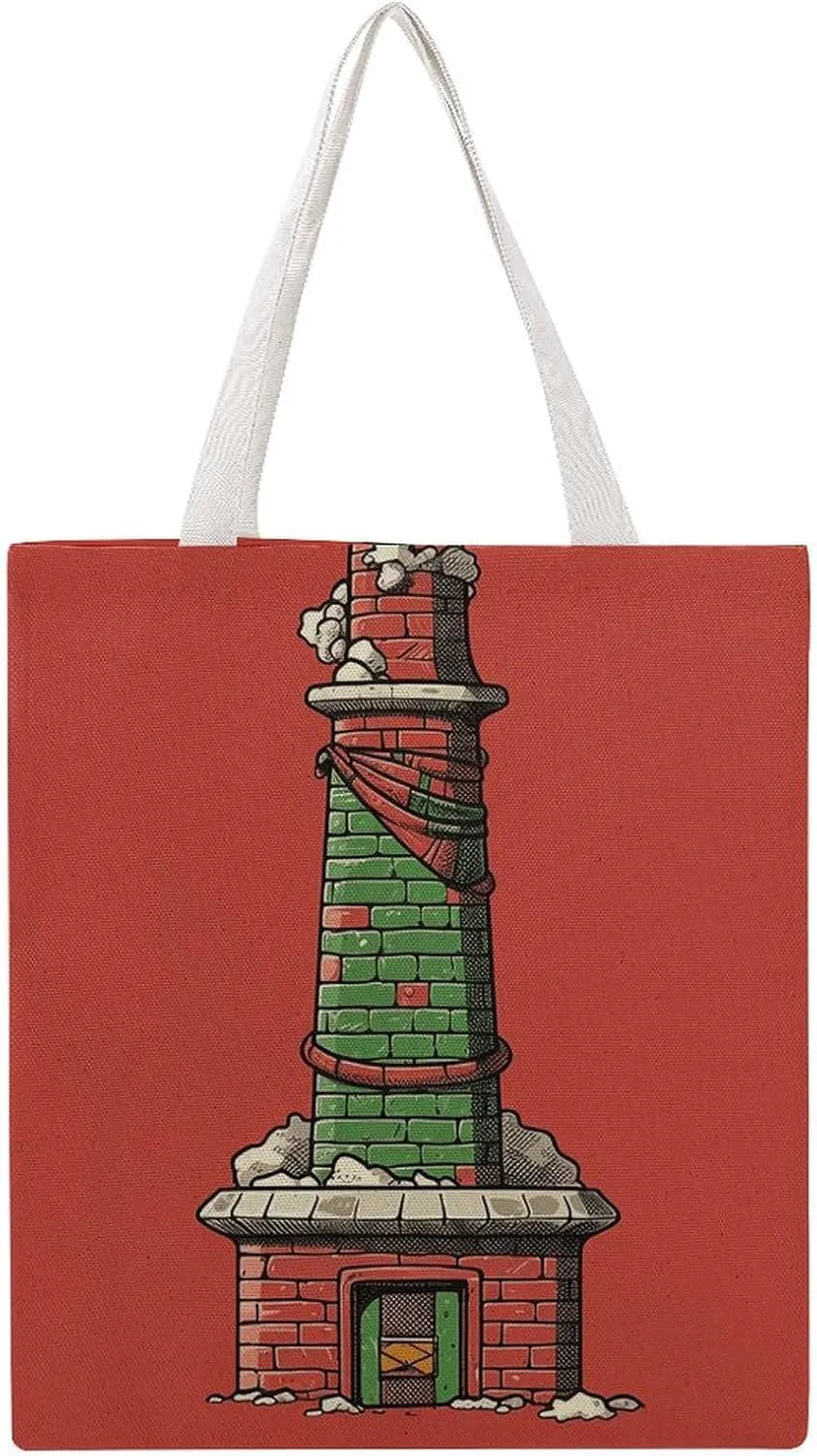 Large Grocery Bags Beach Tote Christmas Chimney Shopping Bag for Women Shoulder Bag for Travel Work Handbag