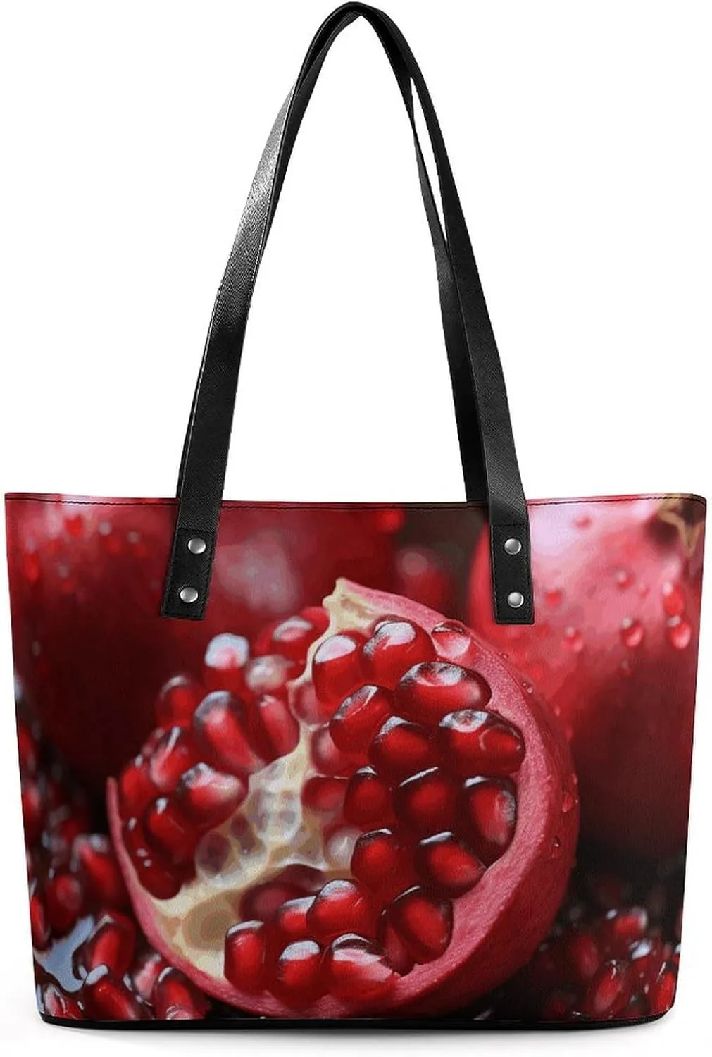 Large Grocery Bags Beach Tote Pomegranate Fruit Bag for Women Shoulder Bag for Travel Work Handbag