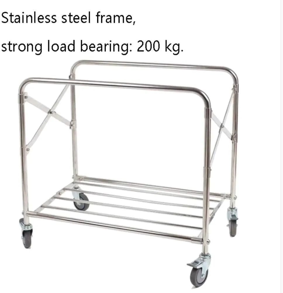 Large Movable Trolleys, Household Serving Cart Folding Laundry Sorter Cart with Rolling Wheels, Heavy-Duty Sorting Hamper with Movable Bags, Load Bea3