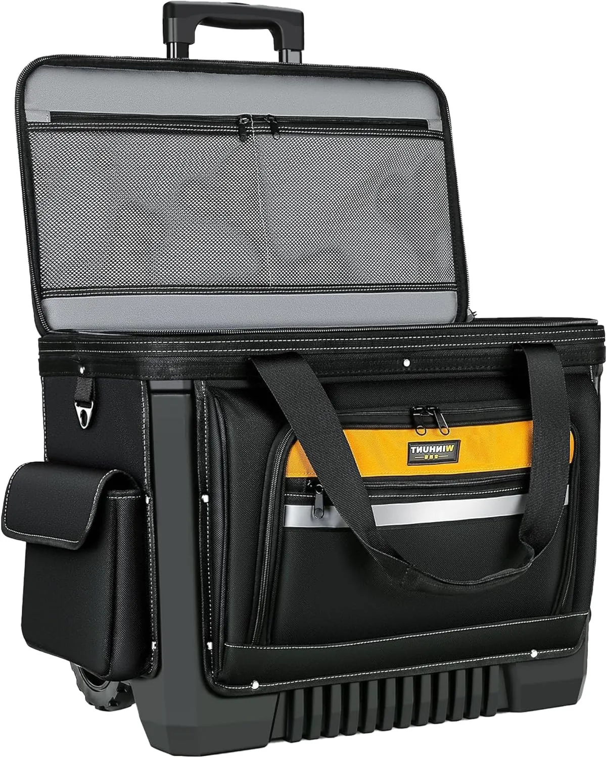 Large Rolling Tool Bag with Big Wheels, Waterproof Roller Tool Box, Big Wheeled Tool Backpack with Multiple Pockets(Yellow, Extra Large)