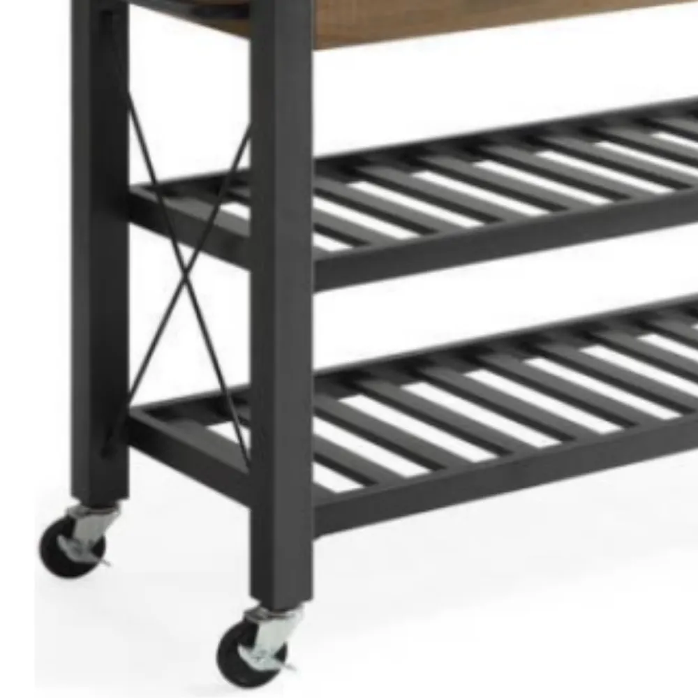 Large Rolling Wood Top Butcher Block Kitchen Island