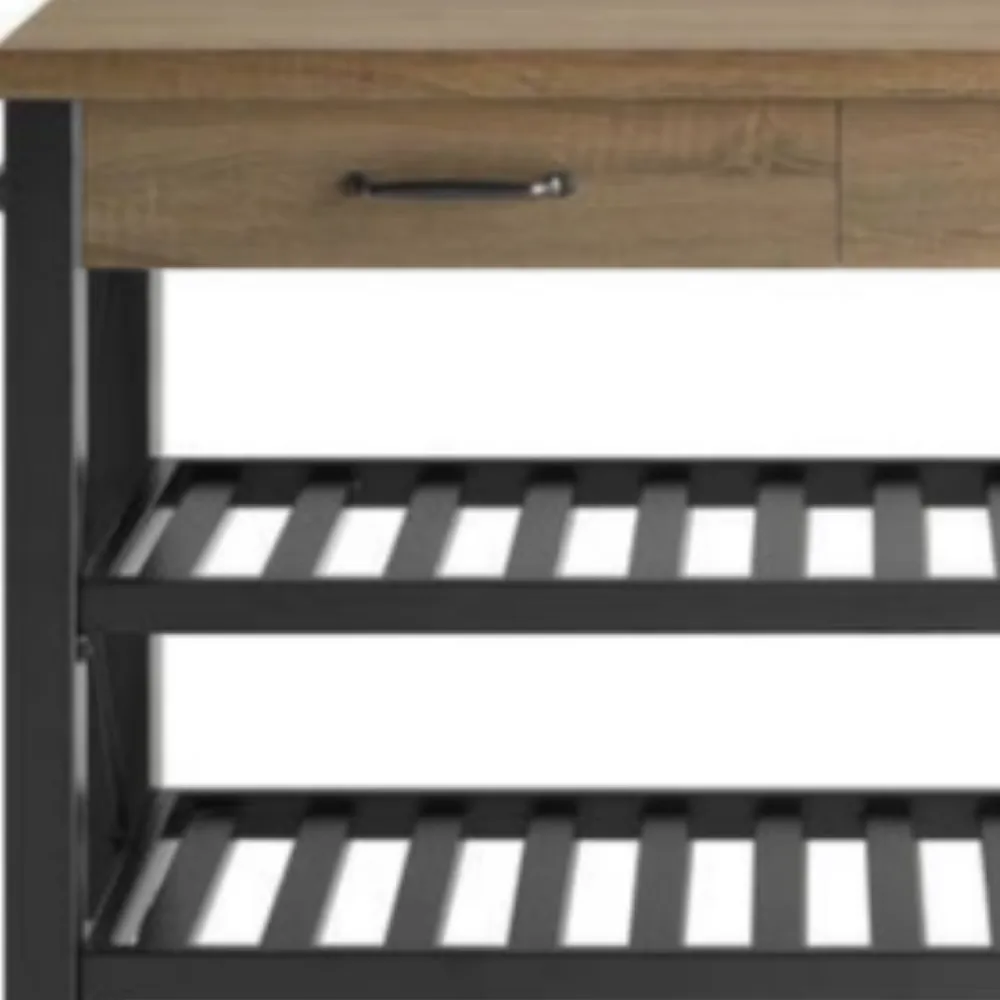 Large Rolling Wood Top Butcher Block Kitchen Island