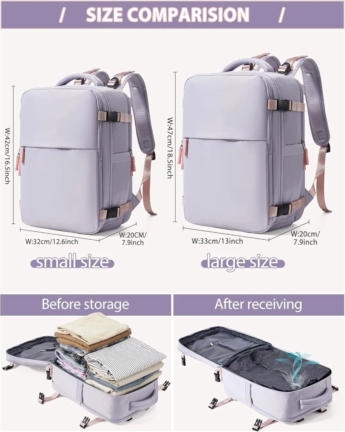 Large Vacuum Backpack Travel Airback Backpack With Pump Vacuum Compression Seal Bags for Women Men Carry on Suitcase Luggage Flight Approved Laptop Backpacks Business Work College Vacpack