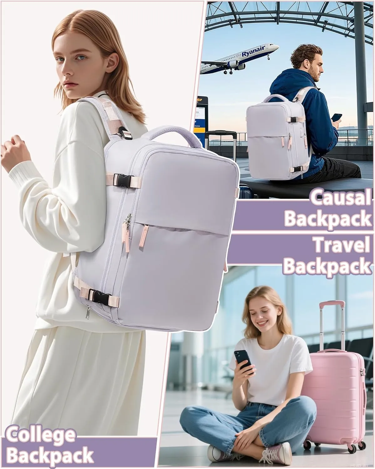 Large Vacuum Backpack Travel Airback Backpack With Pump Vacuum Compression Seal Bags for Women Men Carry on Suitcase Luggage Flight Approved Laptop Backpacks Business Work College Vacpack