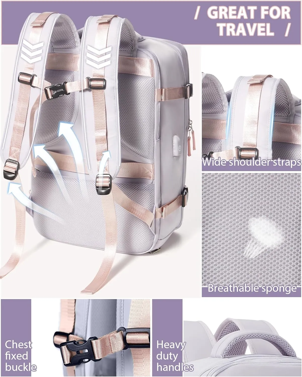 Large Vacuum Backpack Travel Airback Backpack With Pump Vacuum Compression Seal Bags for Women Men Carry on Suitcase Luggage Flight Approved Laptop Backpacks Business Work College Vacpack