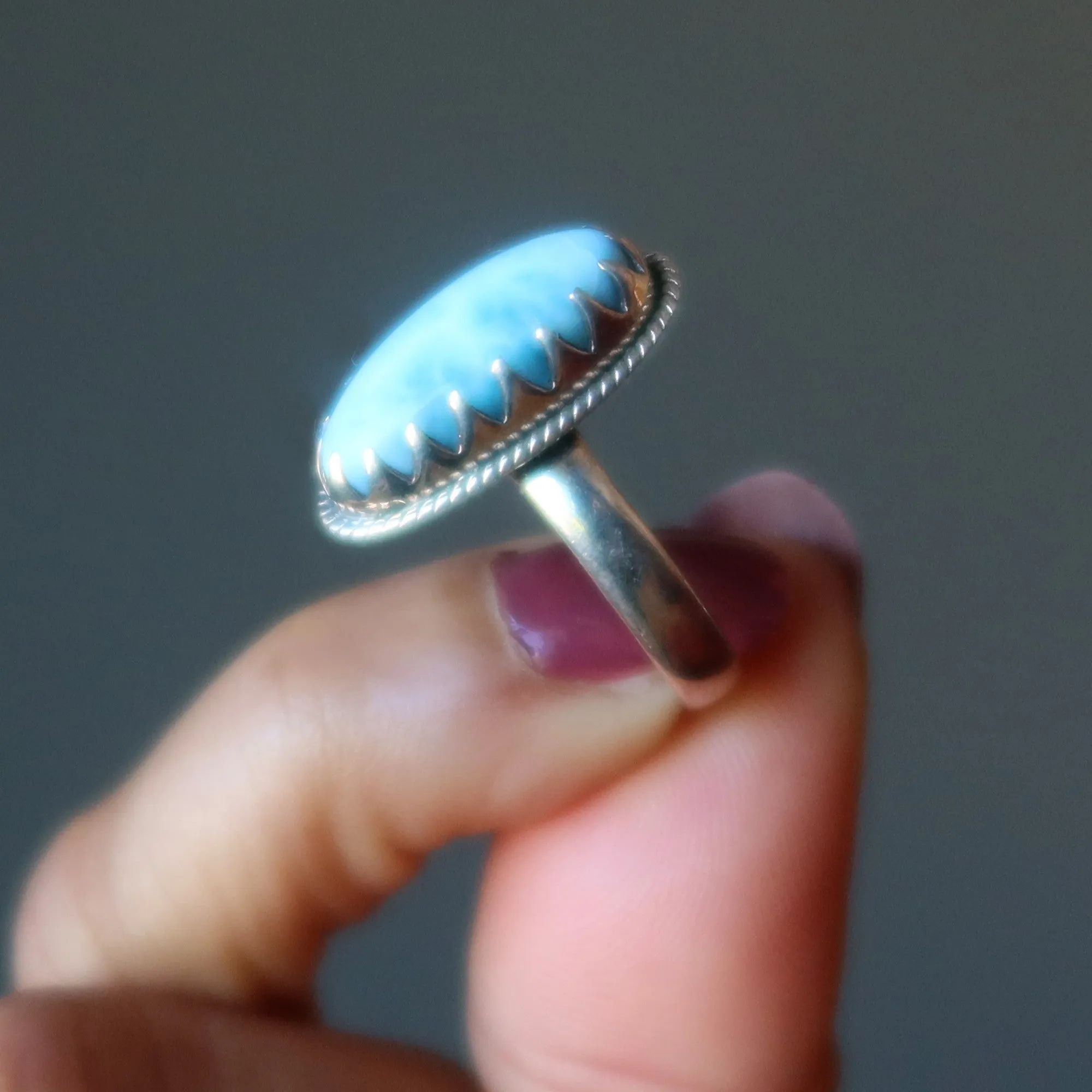 Larimar Ring Hold Me Tight Sterling Silver Size 8.75