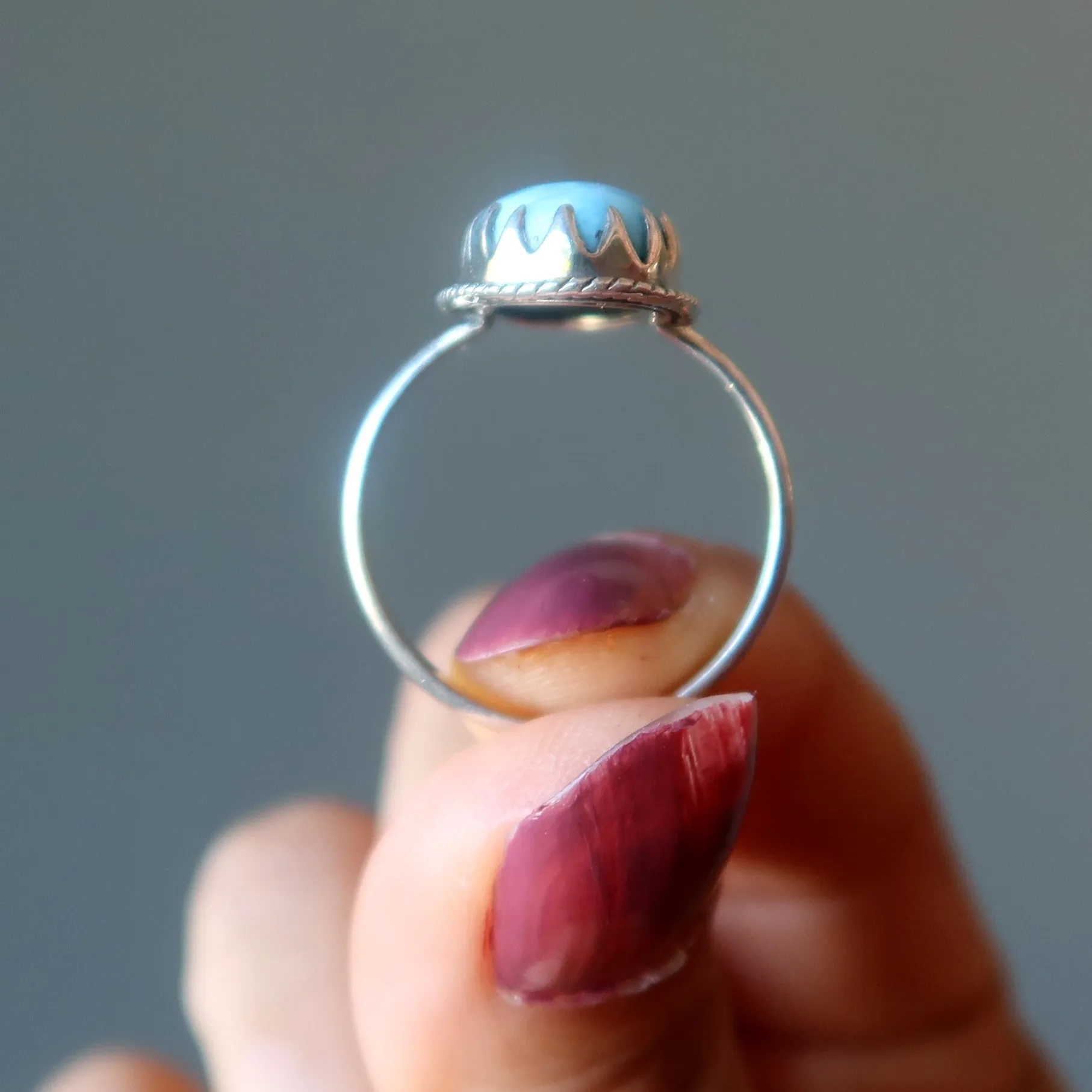 Larimar Ring Hold Me Tight Sterling Silver Size 8.75