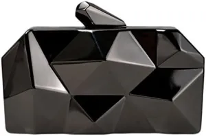 Lattice Metal Handbag Geometric Evening Bag Abstract Stone Cut Chain Clutch Purse for Women