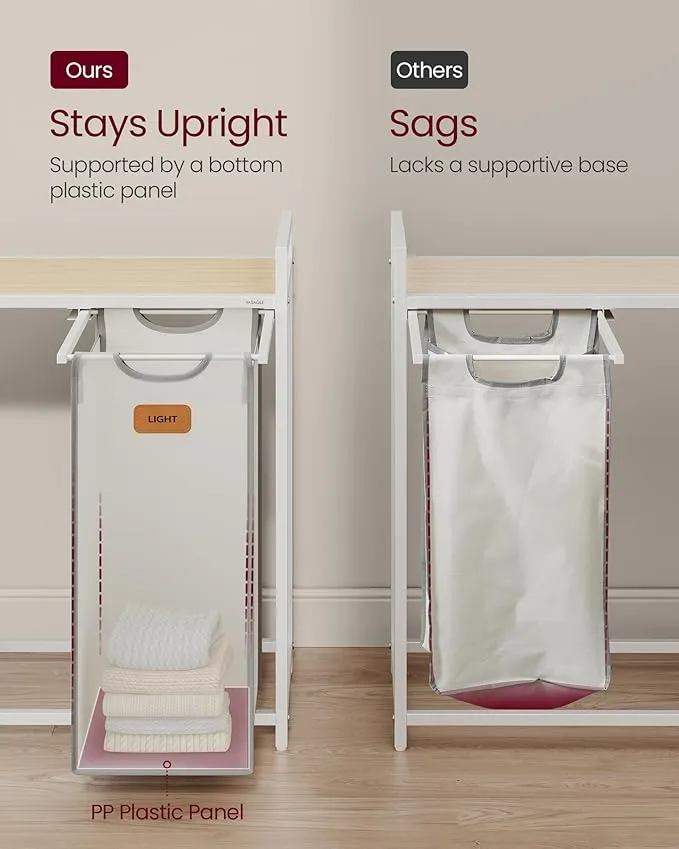 Laundry Hamper with 4 Compartments - Beige/Grey/White
