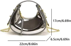 Leather Clutch Purse, Metallic PU Crossbody Bag Y2k Purse Evening Handbags for Women Prom Wedding Party