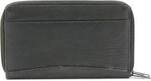Leather Impressions Clutch Purse For Women - Best Small Purse Features 8 Card Slots, 2 ID Windows, 1 Zipper Pocket, a Center Flap & Double Zipper Around - Evening Bag With Snap Closure (Black)