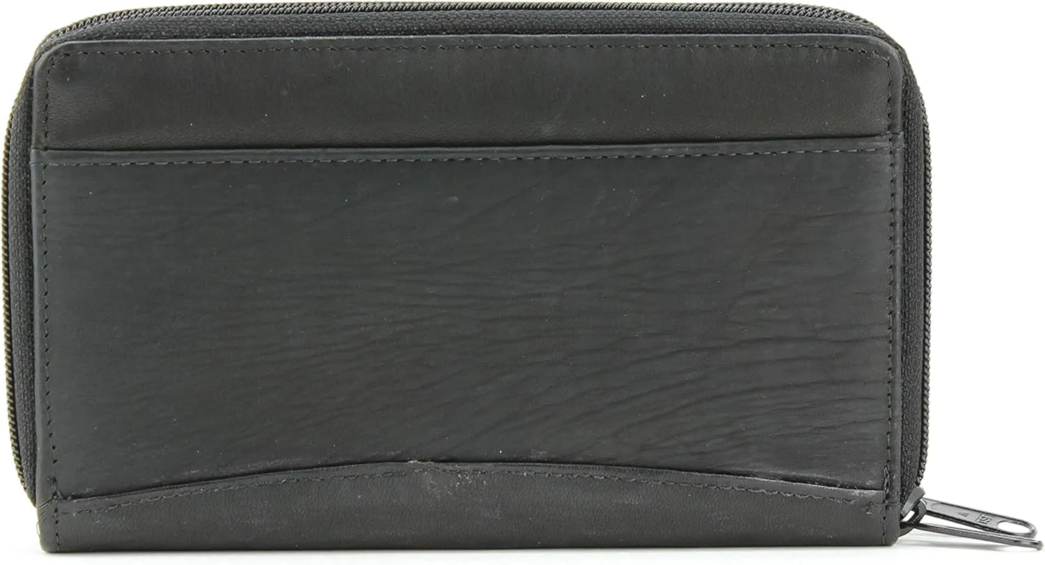 Leather Impressions Clutch Purse For Women - Best Small Purse Features 8 Card Slots, 2 ID Windows, 1 Zipper Pocket, a Center Flap & Double Zipper Around - Evening Bag With Snap Closure (Black)