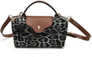 Leopard Purse Fringe Cheetah Print Shoulder Bag Faux Leather Crossbody Purse Toggle Clasp Y2K Handbag for Party