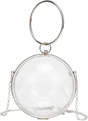 LETODE Mini Round Ball Shape Purse Transparent Evening Clutches Cute Clear Acrylic Box Shoulder Bags Handbag for Women