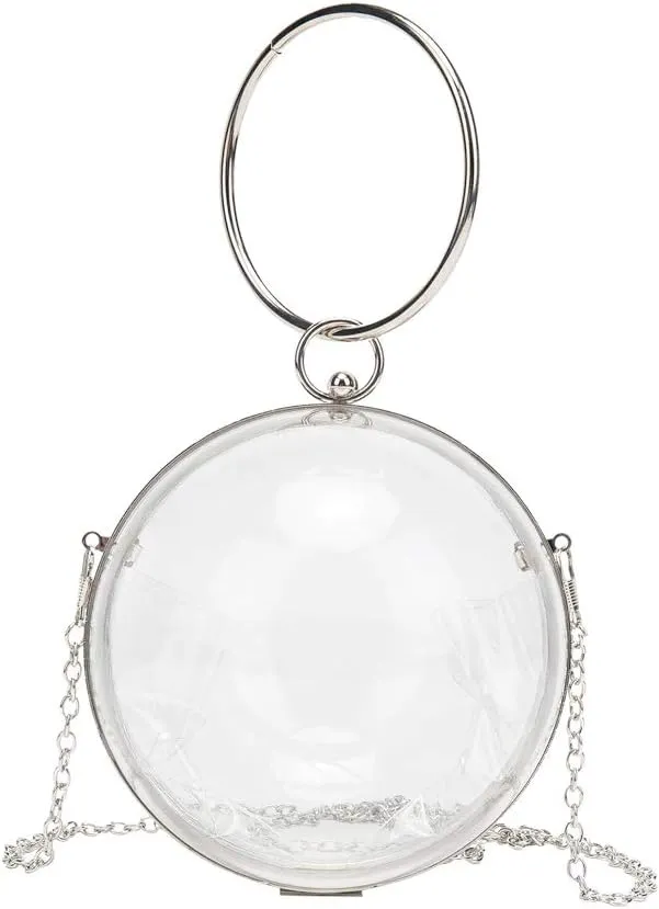 LETODE Mini Round Ball Shape Purse Transparent Evening Clutches Cute Clear Acrylic Box Shoulder Bags Handbag for Women