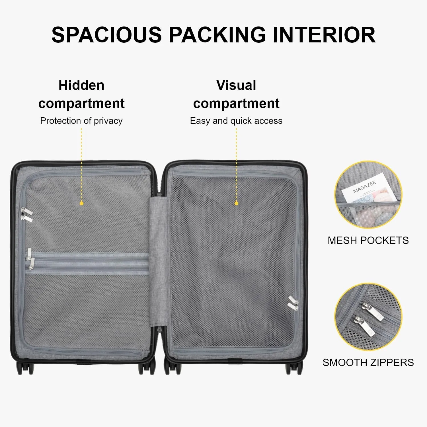 LEVEL8 Carry on Suitcase for Women Men, Carry-on Luggage Airline Approved, Travel Bag with Spinner Wheels, Lightweight Luminous Textured Hard Shell, Tsa Lock, 20 Inch, Cream White