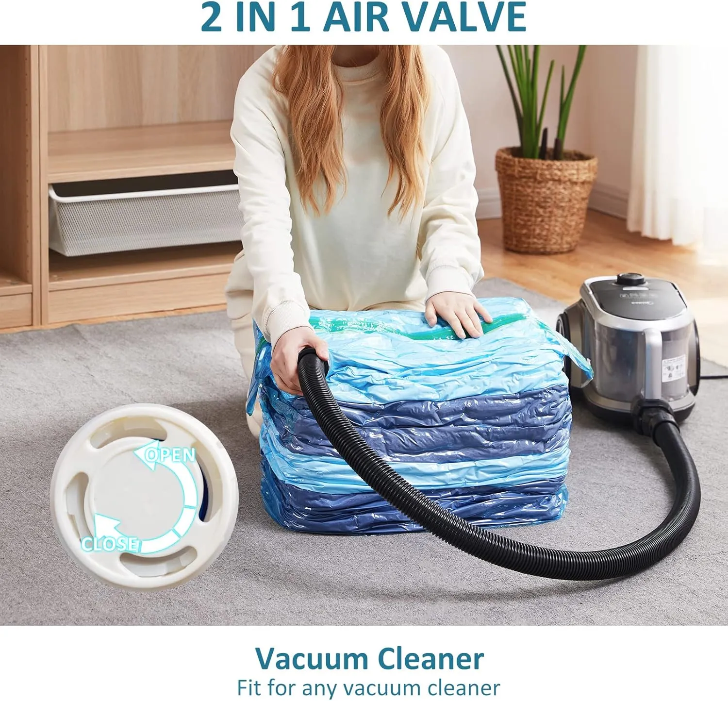 LEVERLOC 8 Pack Vacuum Storage Bags, Blue Jumbo Cube 31x40x15 inch, Extra Large Vacuum Seal Bags for Beddings Blankets Comforters Quilts Duvets Pillows, Closet Organizers and Storage