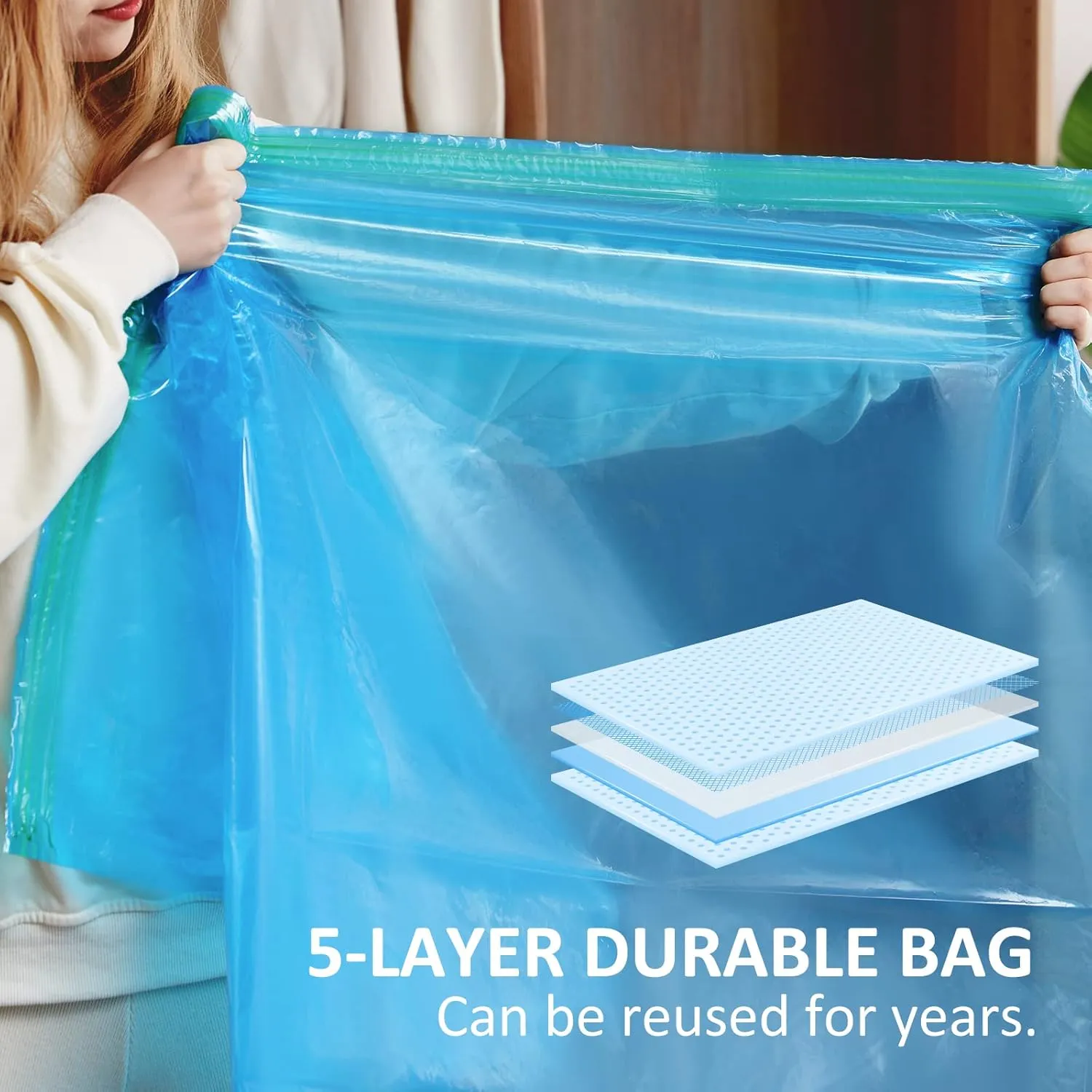 LEVERLOC 8 Pack Vacuum Storage Bags, Blue Jumbo Cube 31x40x15 inch, Extra Large Vacuum Seal Bags for Beddings Blankets Comforters Quilts Duvets Pillows, Closet Organizers and Storage