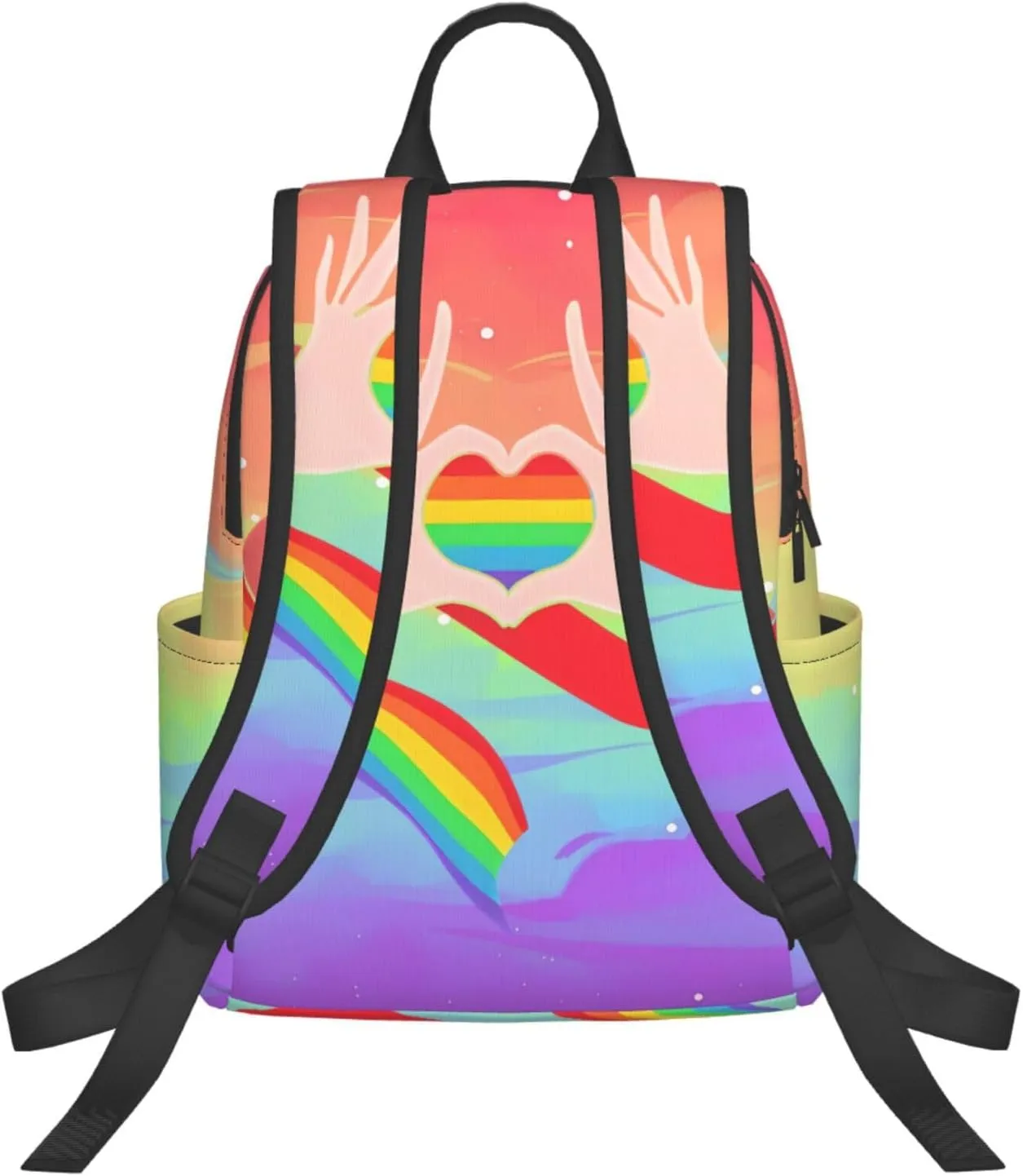 LGBT Gay Pride Rainbow Ribbon Heart Gesture Travel Laptop Backpack Casual Backpacks Double Shoulder Daypack Notebook Rucksack Work Bags Sports Bag for Gym Hiking Camping Beach